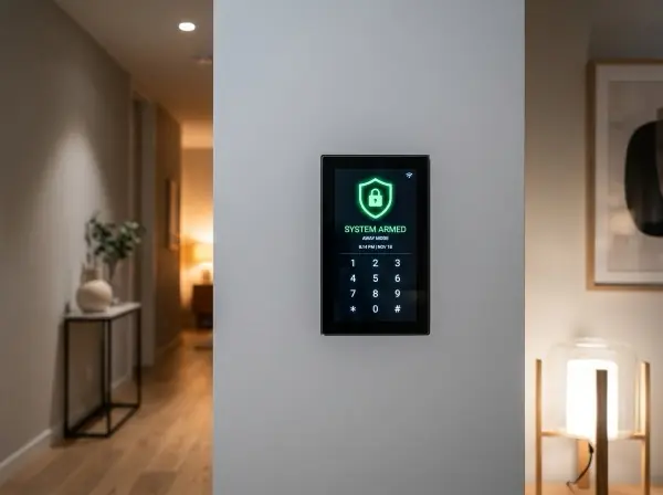 Painel touch screen de alarme inteligente instalado pela RDA